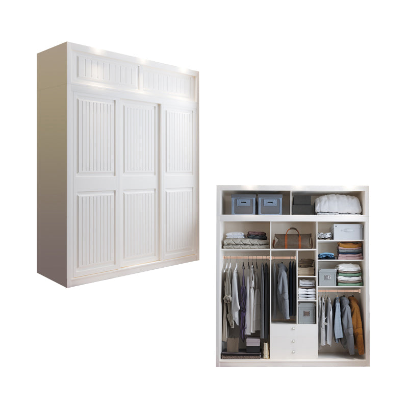 Contemporary Wardrobe Armoire with Garment Rod Wood Wardrobe Closet