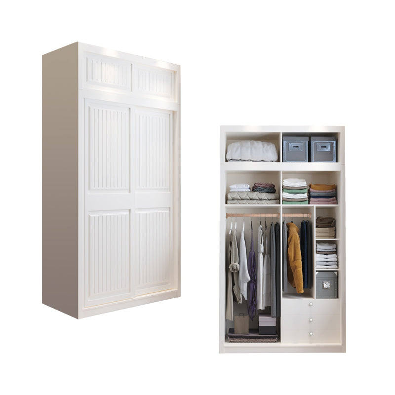 Contemporary Wardrobe Armoire with Garment Rod Wood Wardrobe Closet