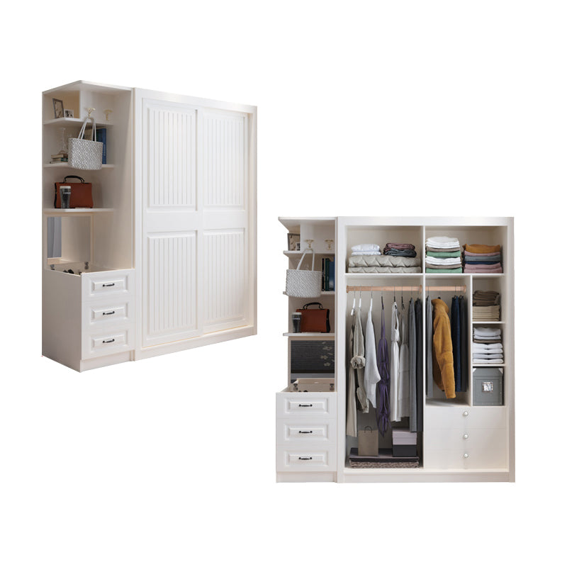 Contemporary Wardrobe Armoire with Garment Rod Wood Wardrobe Closet