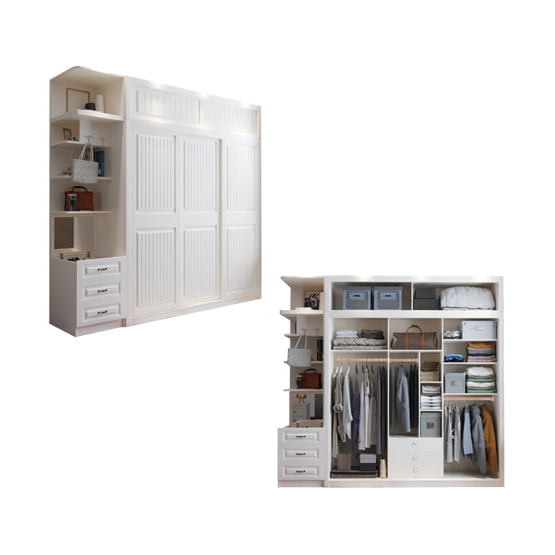 Contemporary Wardrobe Armoire with Garment Rod Wood Wardrobe Closet