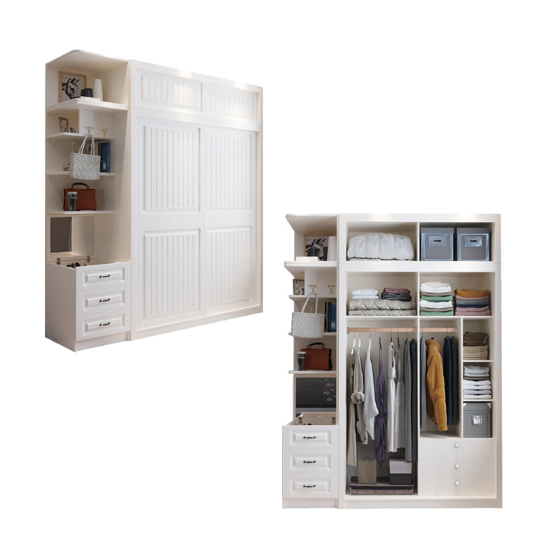 Contemporary Wardrobe Armoire with Garment Rod Wood Wardrobe Closet