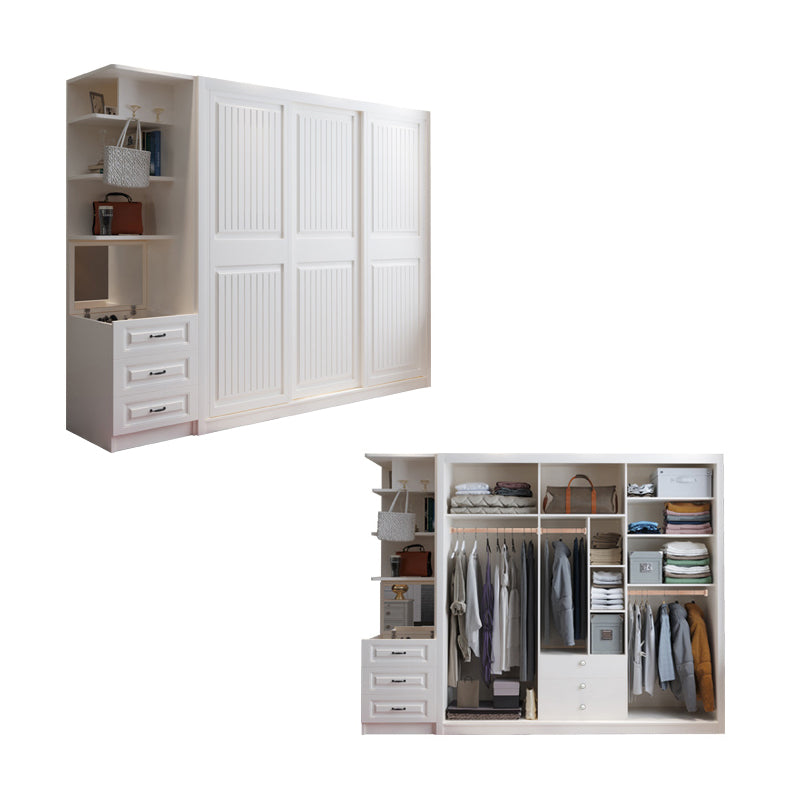 Contemporary Wardrobe Armoire with Garment Rod Wood Wardrobe Closet