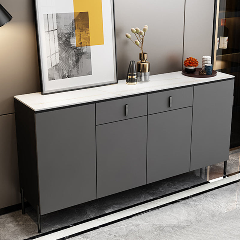 Stone Credenza Modern & Contemporary Server with Drawers and Cabinets