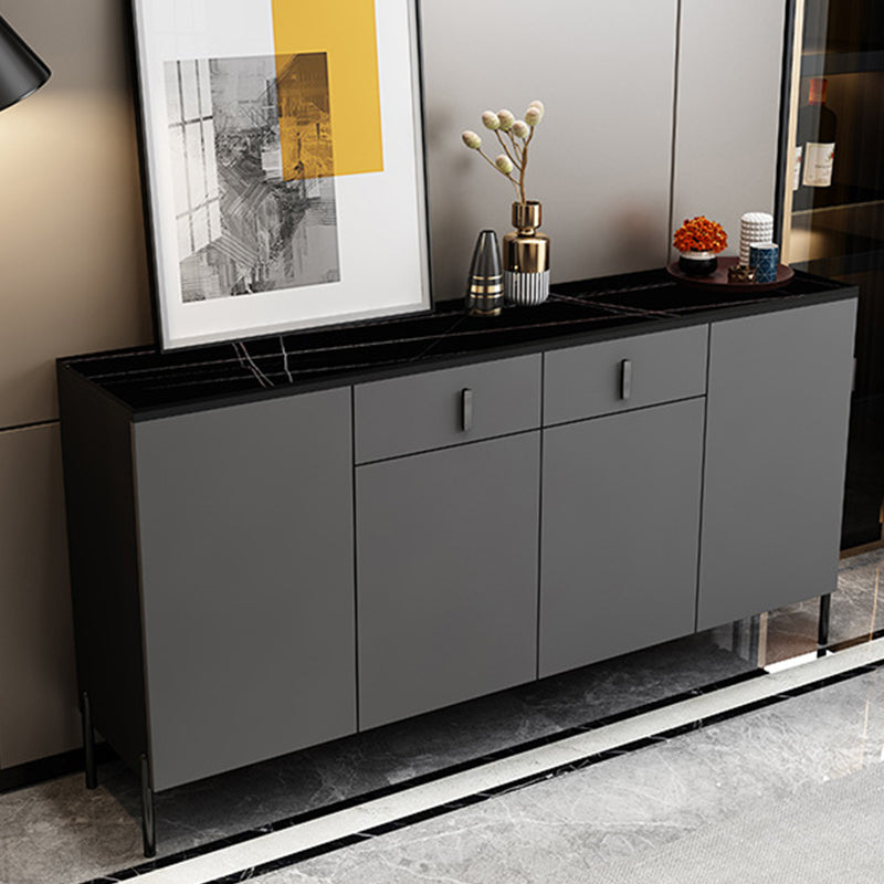 Stone Credenza Modern & Contemporary Server with Drawers and Cabinets