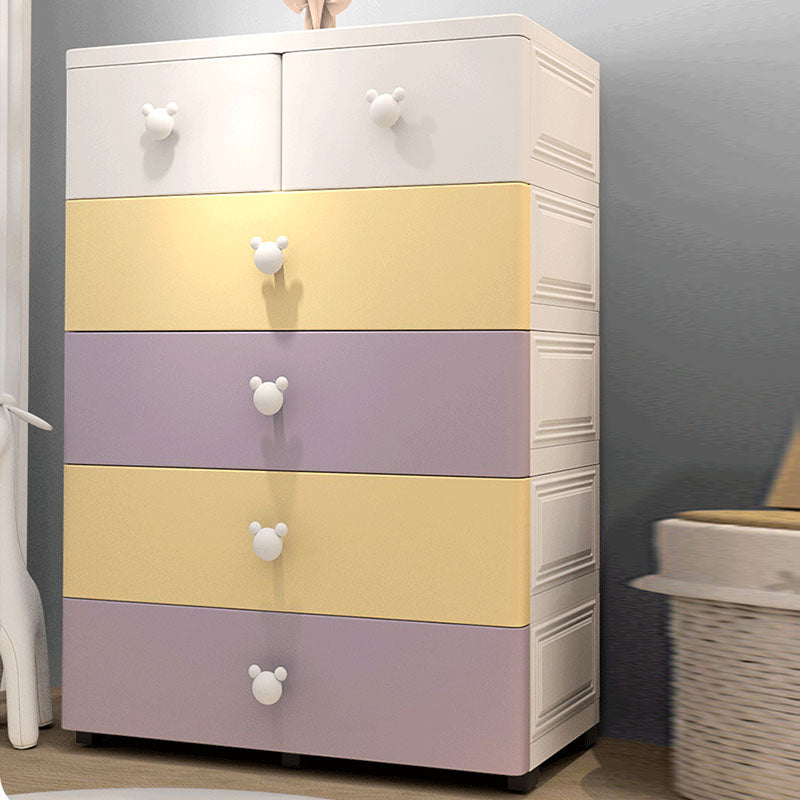 Scandinavian Kids Nightstand Plastic Nursery Dresser with 6 Drawers