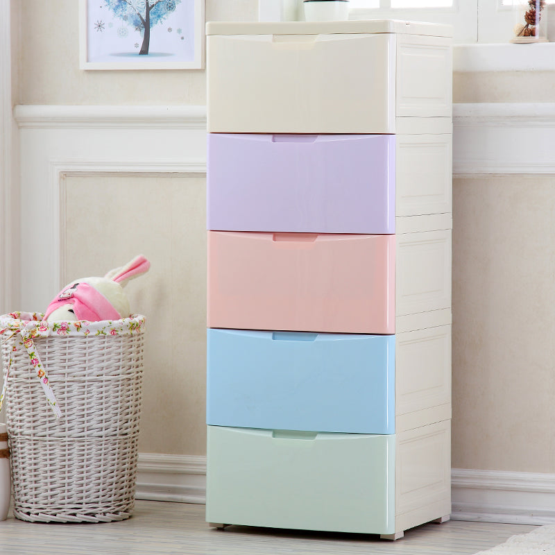 Plastic Kids Furniture Scandinavian Nursery Dresser with 5 Drawers