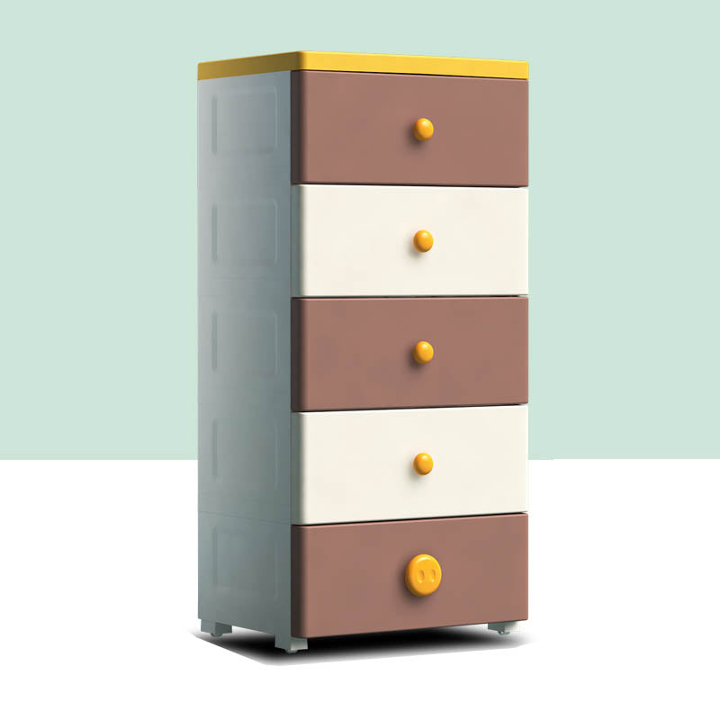 Contemporary Kids Nightstand Plastic Dresser for Kids with Drawers