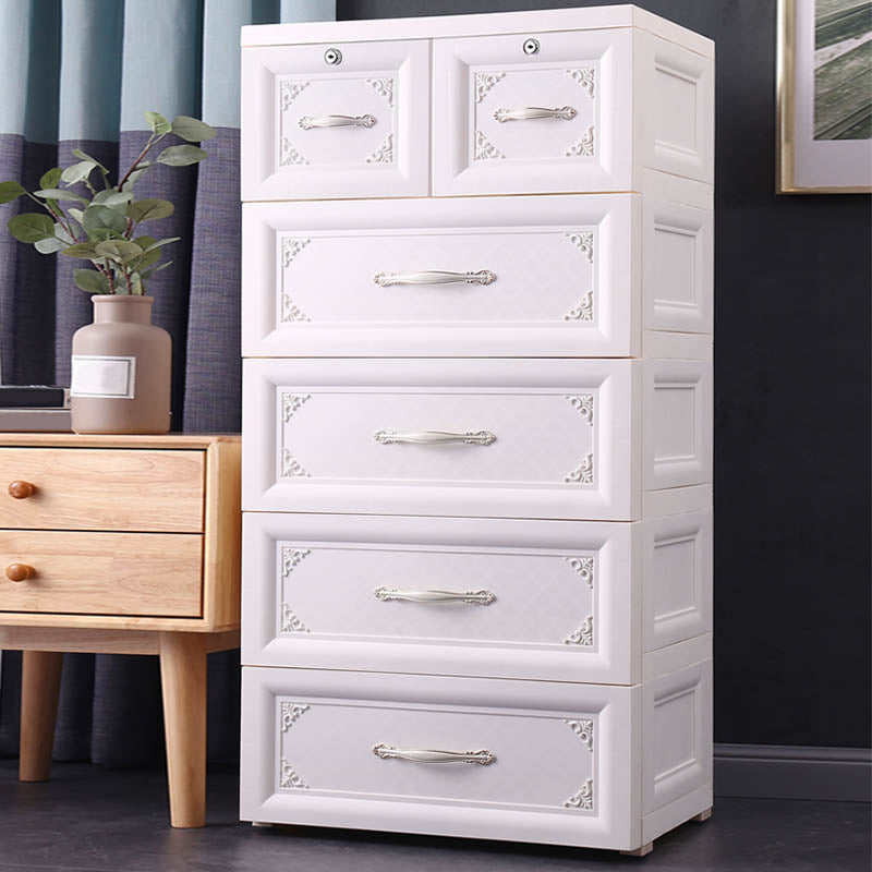 Contemporary Kids Nightstand Plastic Dresser for Kids with Drawers