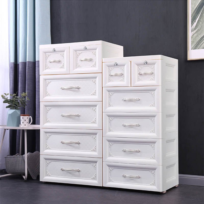 Contemporary Kids Nightstand Plastic Dresser for Kids with Drawers