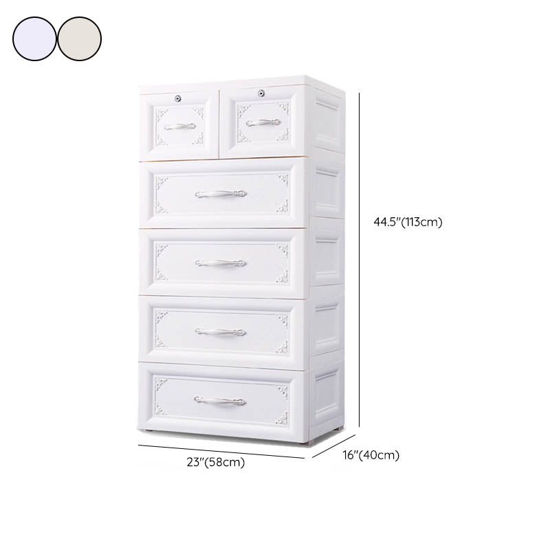 Contemporary Kids Nightstand Plastic Dresser for Kids with Drawers