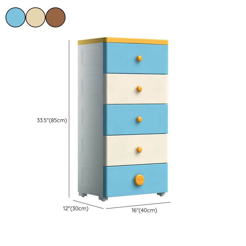 Contemporary Kids Nightstand Plastic Dresser for Kids with Drawers