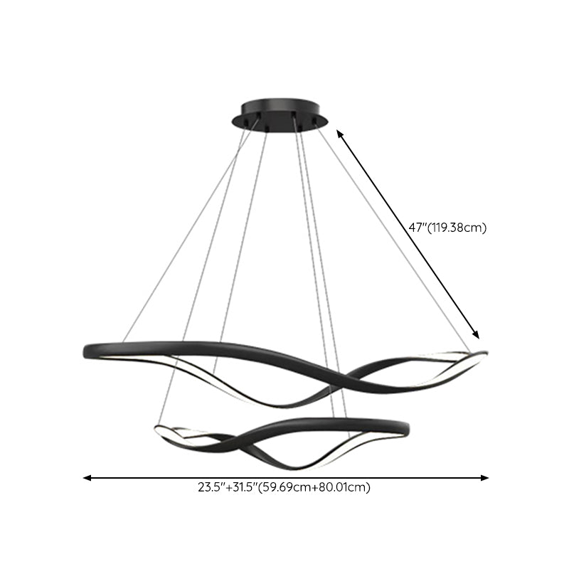 Dark Black Modern LED Kitchen Island Fixture Aluminum Modern Ceiling Pendant Lighting