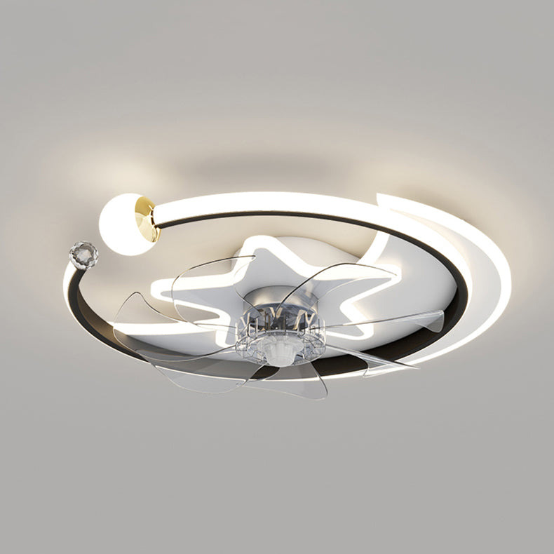 Modern Interior LED Ceiling Fan in 3 - Colors Metal and Acrylic Fan Lighting Fixture