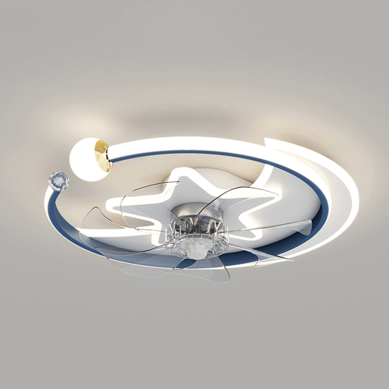 Modern Interior LED Ceiling Fan in 3 - Colors Metal and Acrylic Fan Lighting Fixture