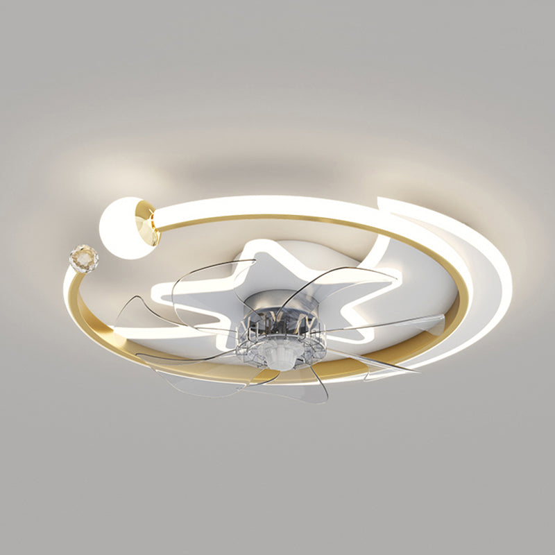 Modern Interior LED Ceiling Fan in 3 - Colors Metal and Acrylic Fan Lighting Fixture