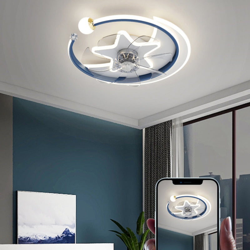 Modern Interior LED Ceiling Fan in 3 - Colors Metal and Acrylic Fan Lighting Fixture