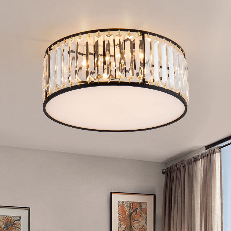 American Style Ceiling Light Cylinder Shape Ceiling Lamp with Crystal Shade for Bedroom