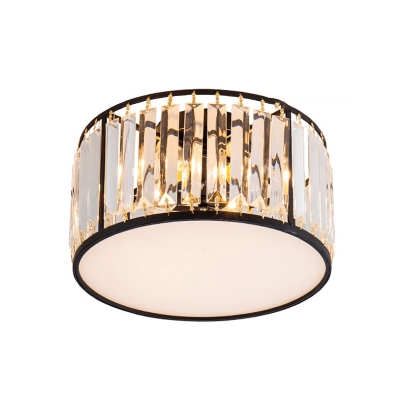 American Style Ceiling Light Cylinder Shape Ceiling Lamp with Crystal Shade for Bedroom