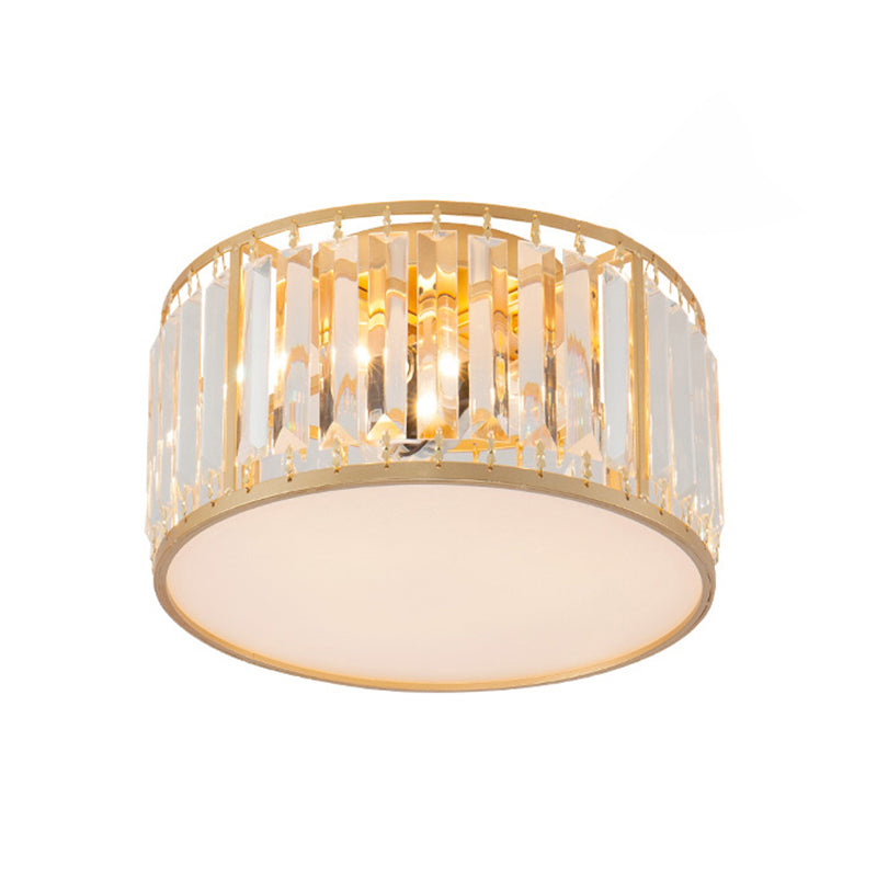 American Style Ceiling Light Cylinder Shape Ceiling Lamp with Crystal Shade for Bedroom