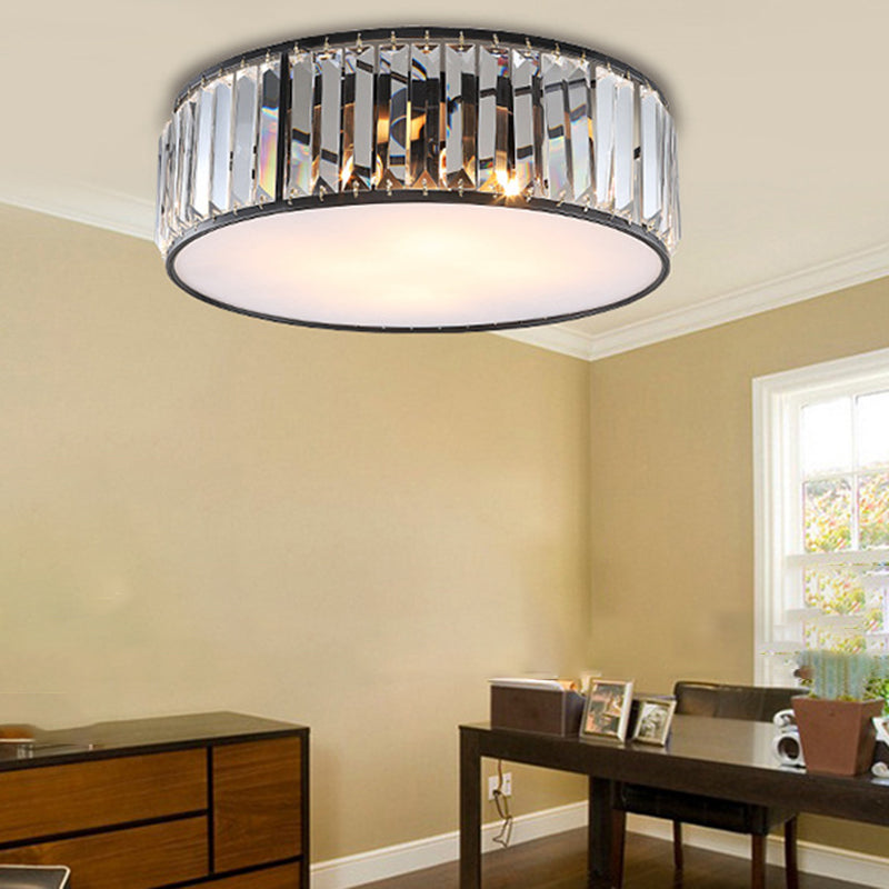 American Style Ceiling Light Cylinder Shape Ceiling Lamp with Crystal Shade for Bedroom