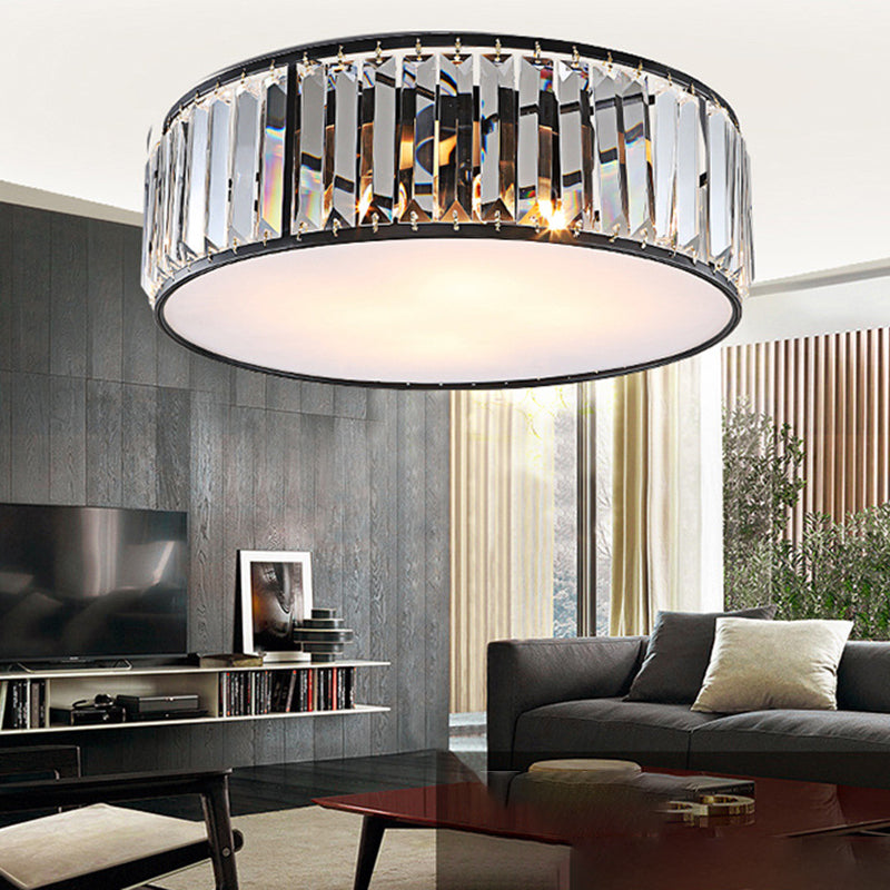 American Style Ceiling Light Cylinder Shape Ceiling Lamp with Crystal Shade for Bedroom