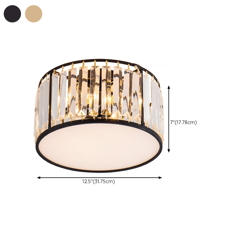 American Style Ceiling Light Cylinder Shape Ceiling Lamp with Crystal Shade for Bedroom