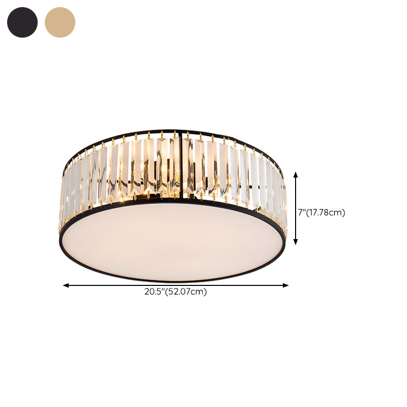 American Style Ceiling Light Cylinder Shape Ceiling Lamp with Crystal Shade for Bedroom