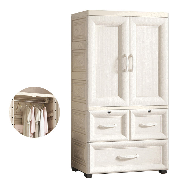 White Colour Plastic Wardrobe Cloth Rod Included Youth Armoire for Home