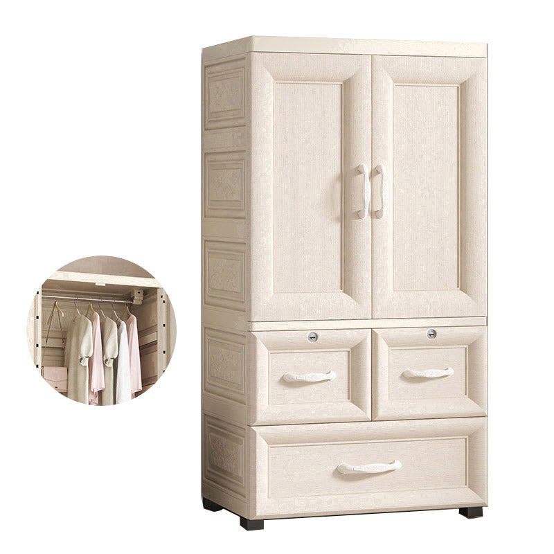 White Colour Plastic Wardrobe Cloth Rod Included Youth Armoire for Home