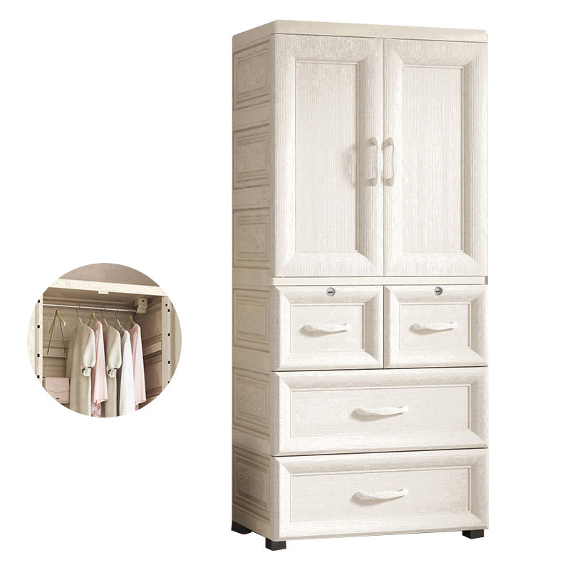 White Colour Plastic Wardrobe Cloth Rod Included Youth Armoire for Home