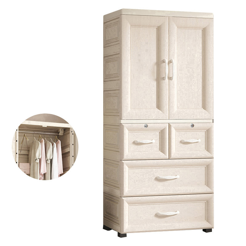 White Colour Plastic Wardrobe Cloth Rod Included Youth Armoire for Home