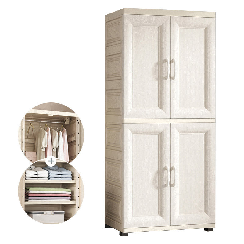 White Colour Plastic Wardrobe Cloth Rod Included Youth Armoire for Home