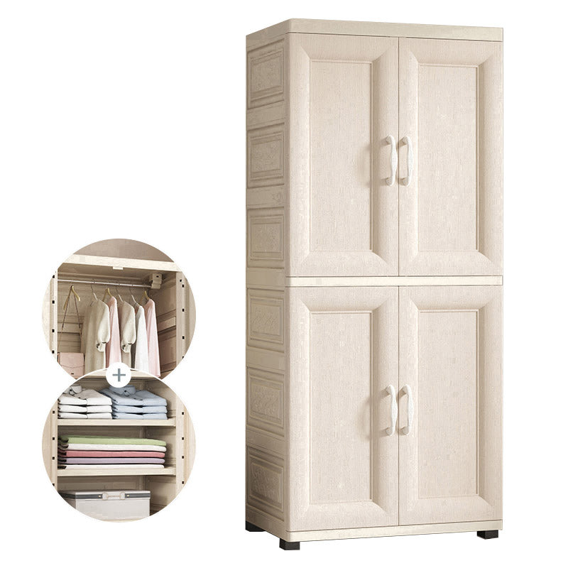 White Colour Plastic Wardrobe Cloth Rod Included Youth Armoire for Home