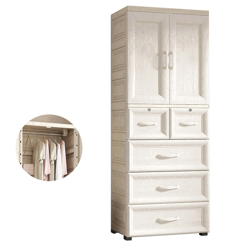 White Colour Plastic Wardrobe Cloth Rod Included Youth Armoire for Home