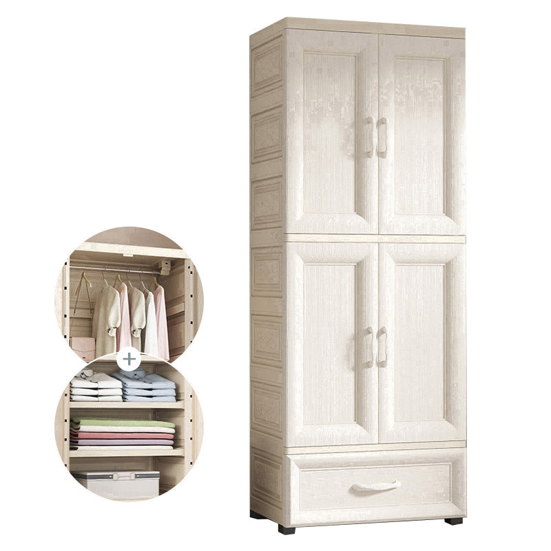 White Colour Plastic Wardrobe Cloth Rod Included Youth Armoire for Home