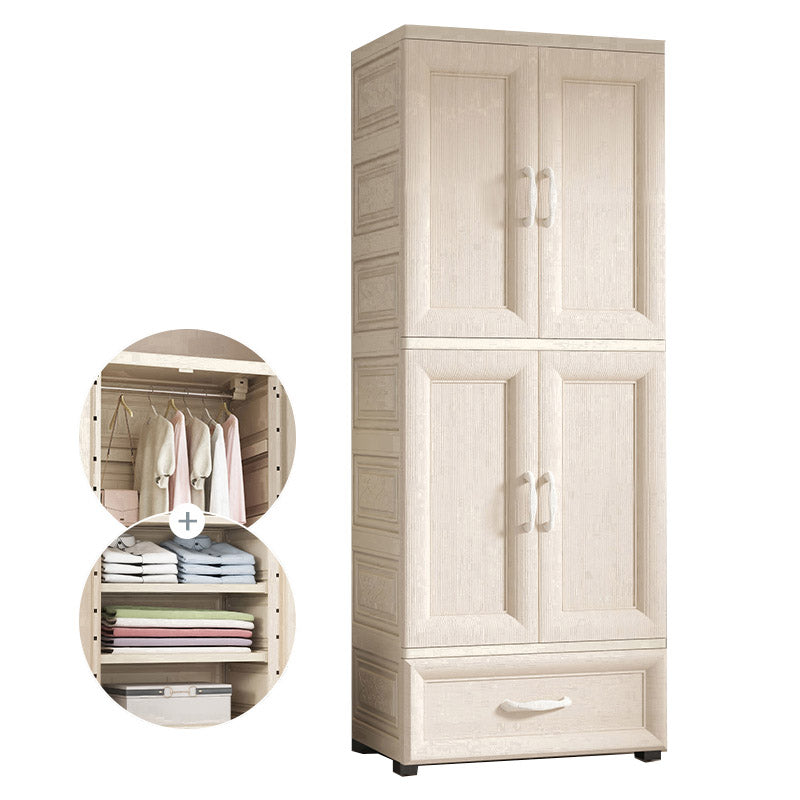 White Colour Plastic Wardrobe Cloth Rod Included Youth Armoire for Home