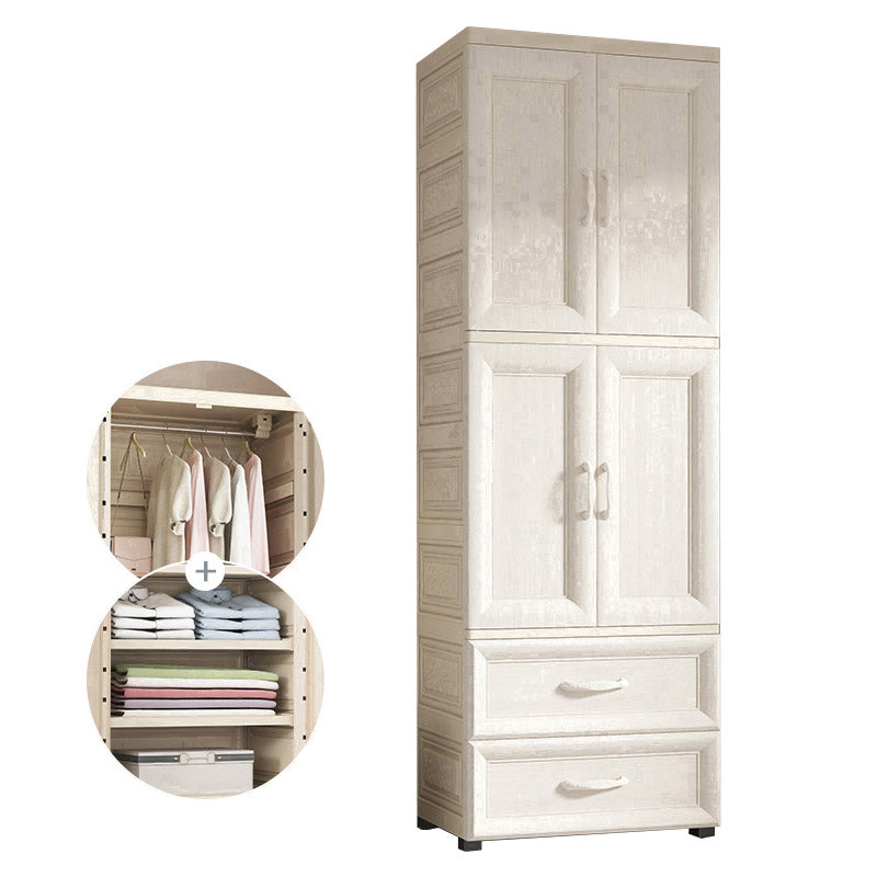 White Colour Plastic Wardrobe Cloth Rod Included Youth Armoire for Home