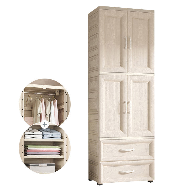 White Colour Plastic Wardrobe Cloth Rod Included Youth Armoire for Home