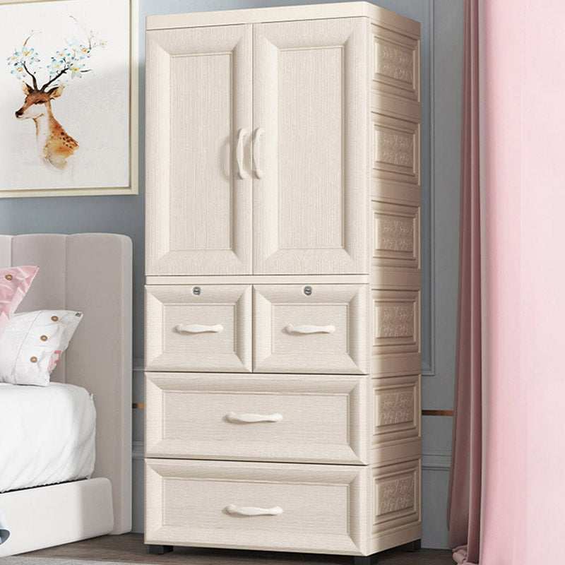 White Colour Plastic Wardrobe Cloth Rod Included Youth Armoire for Home