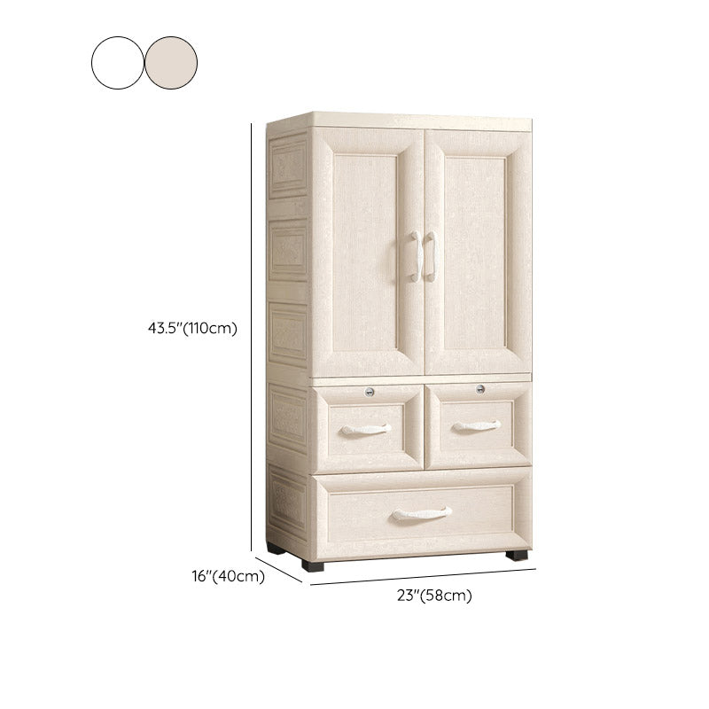 White Colour Plastic Wardrobe Cloth Rod Included Youth Armoire for Home