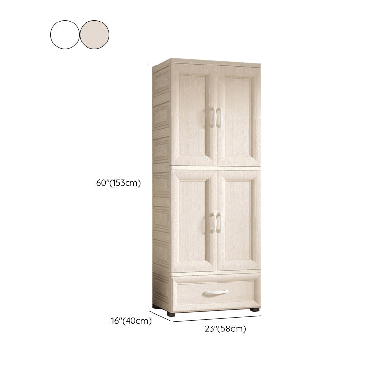 White Colour Plastic Wardrobe Cloth Rod Included Youth Armoire for Home