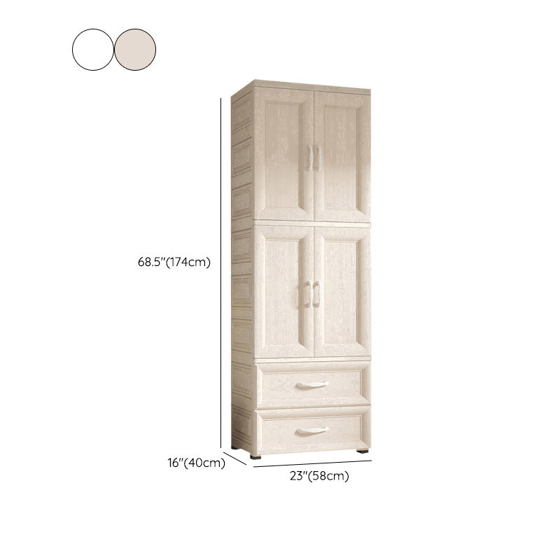 White Colour Plastic Wardrobe Cloth Rod Included Youth Armoire for Home