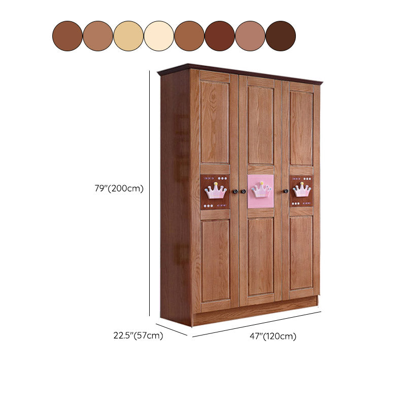 Modern Solid Wood Wardrobe Brown 2 Door Youth Armoire,47.2" D x 22.4" W x 79.9" H