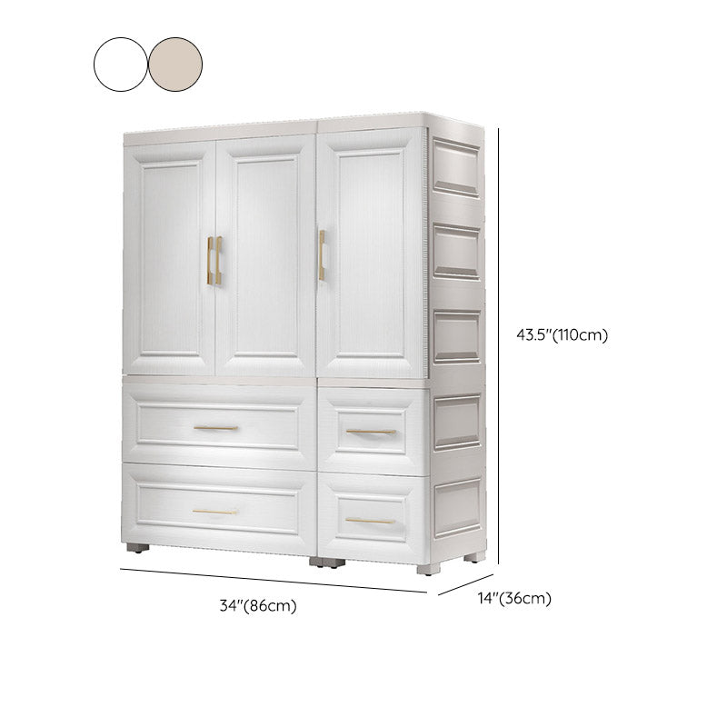 Modern Style Plastic Kids Closet Bedroom Youth Armoire with Drawers