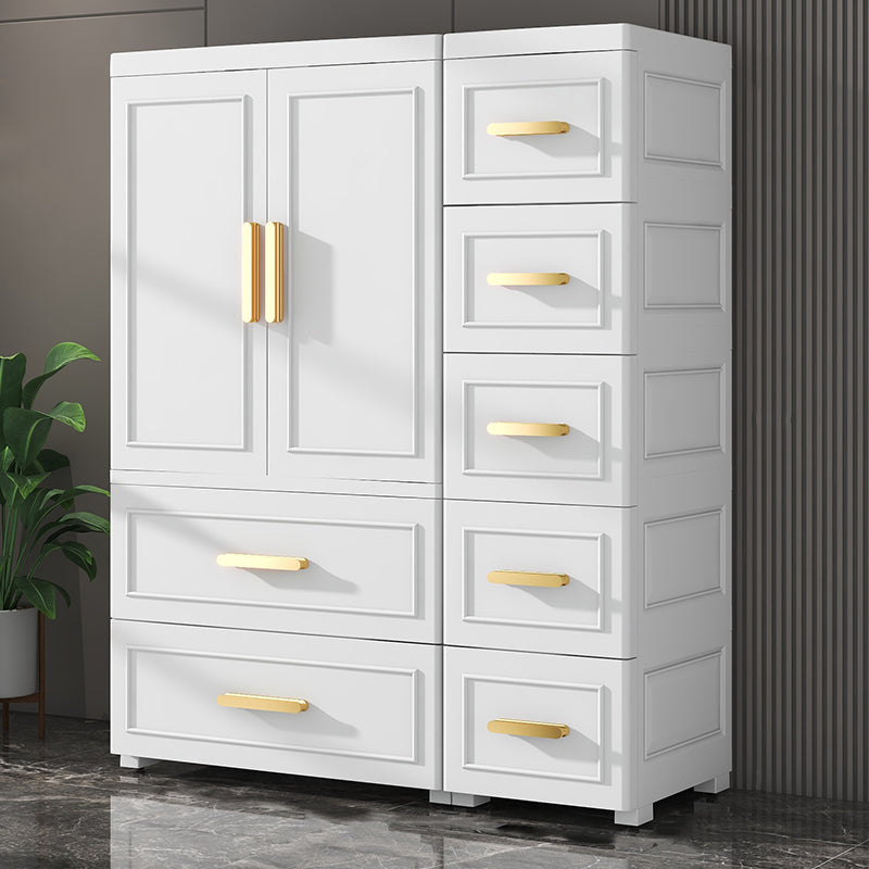 Contemporary Plastic Armoire Cabinet Bedroom Youth Armoire with wheels