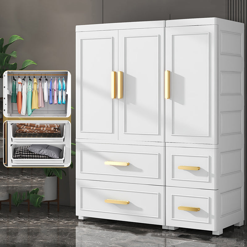 Contemporary Plastic Armoire Cabinet Bedroom Youth Armoire with wheels