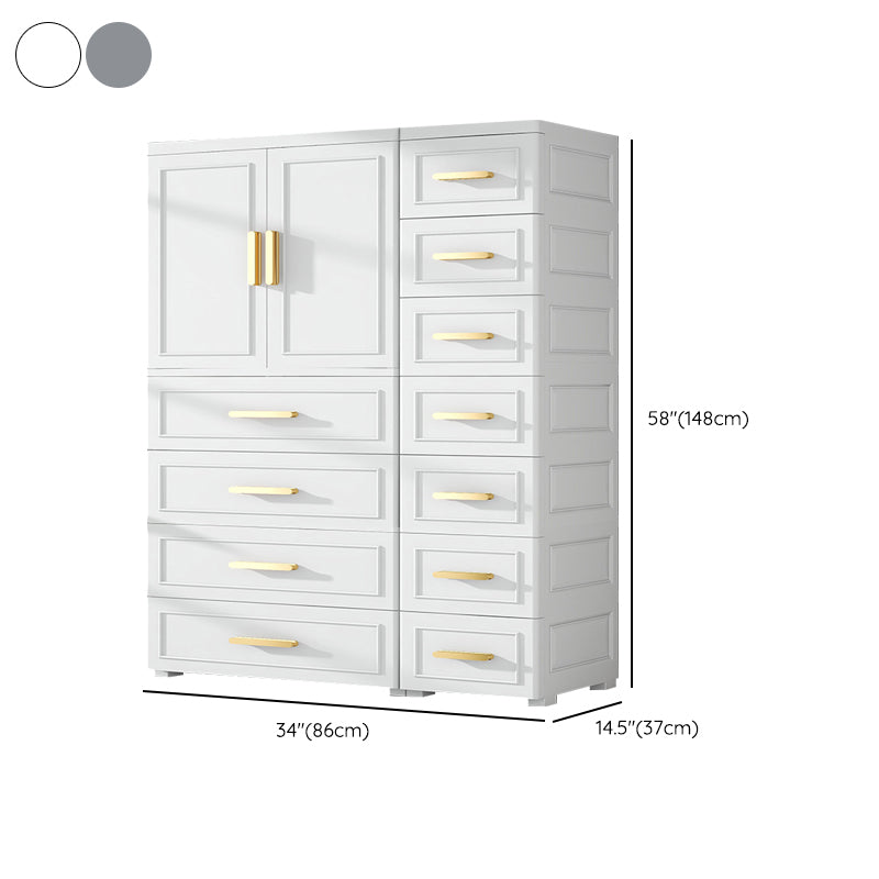 Contemporary Plastic Armoire Cabinet Bedroom Youth Armoire with wheels