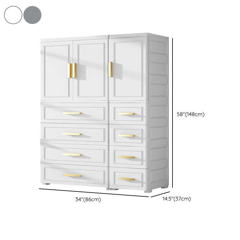 Contemporary Plastic Armoire Cabinet Bedroom Youth Armoire with wheels