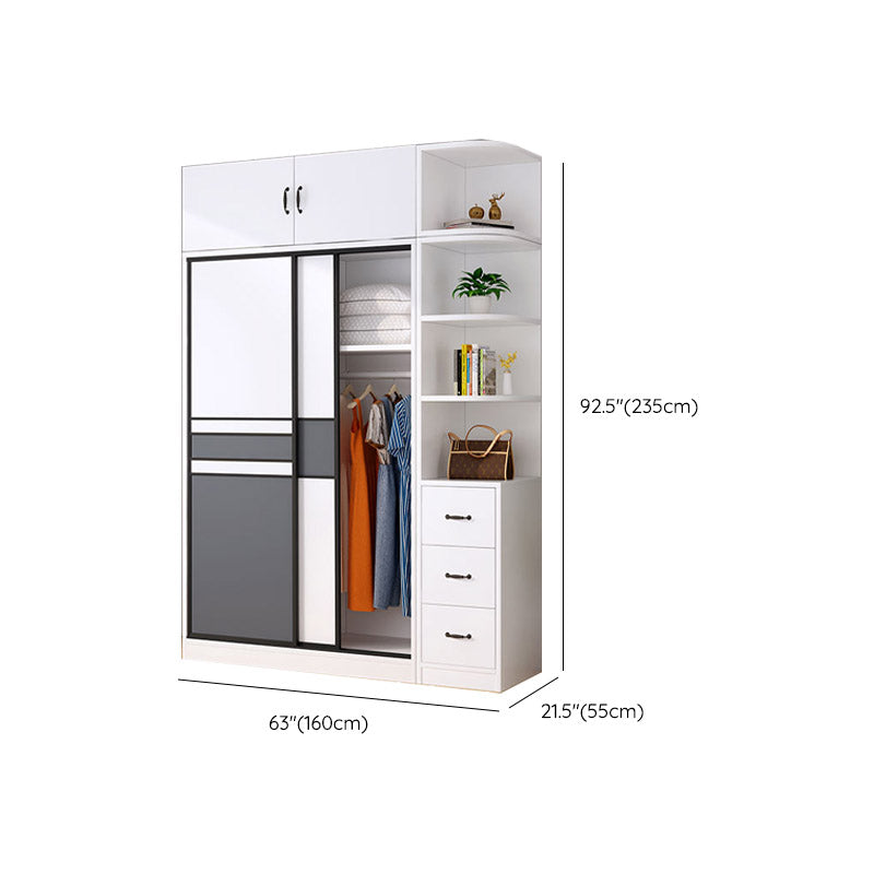 Urban Wardrobe Armoire with Shelves Manufactured Wood Wardrobe Closet