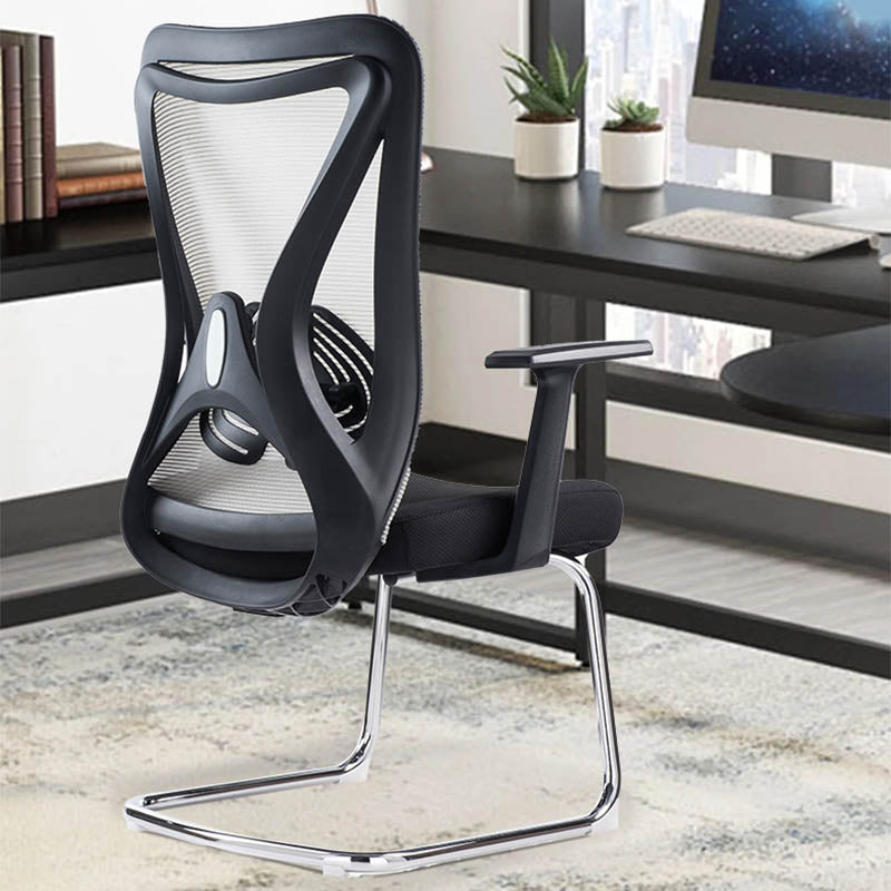 Fixed Arms Office Chair No Wheels Modern Upholstered No Distressing Desk Chair